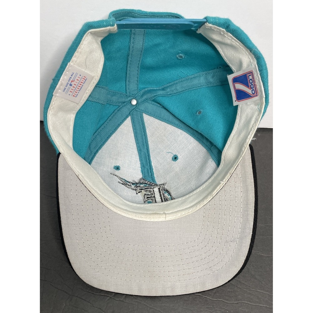 VTG 90s Florida Marlins Logo 7 Snapback Cap Hat Genuine Merchandise One Size Fit - Picture 6 of 9